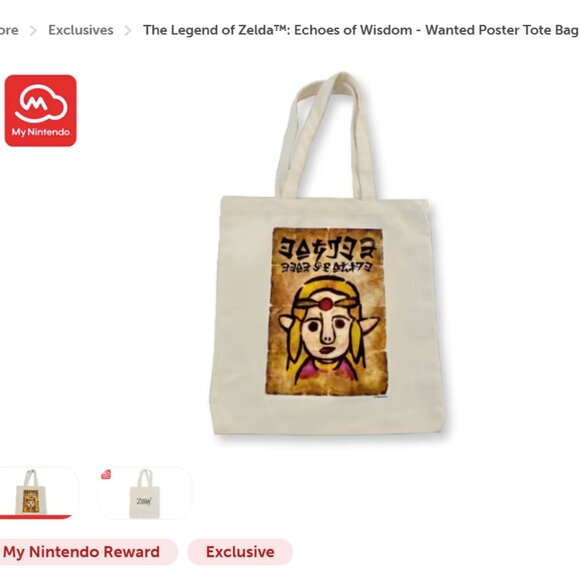 The Legend of Zelda: Echoes of Wisdom - Wanted Poster Canvas Tote Bag - Nintendo - Picture 1 of 4